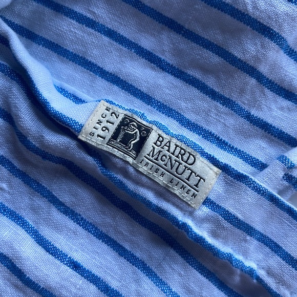 J.Crew Mens’ Baird McNutt Irish Linen Shirt in White with Blue Stripes NWOT - Picture 3 of 7
